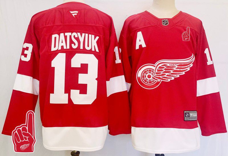 Men Detroit Red Wings #13 Datsyuk Red Fanatics 2025 NHL Jersey style 5